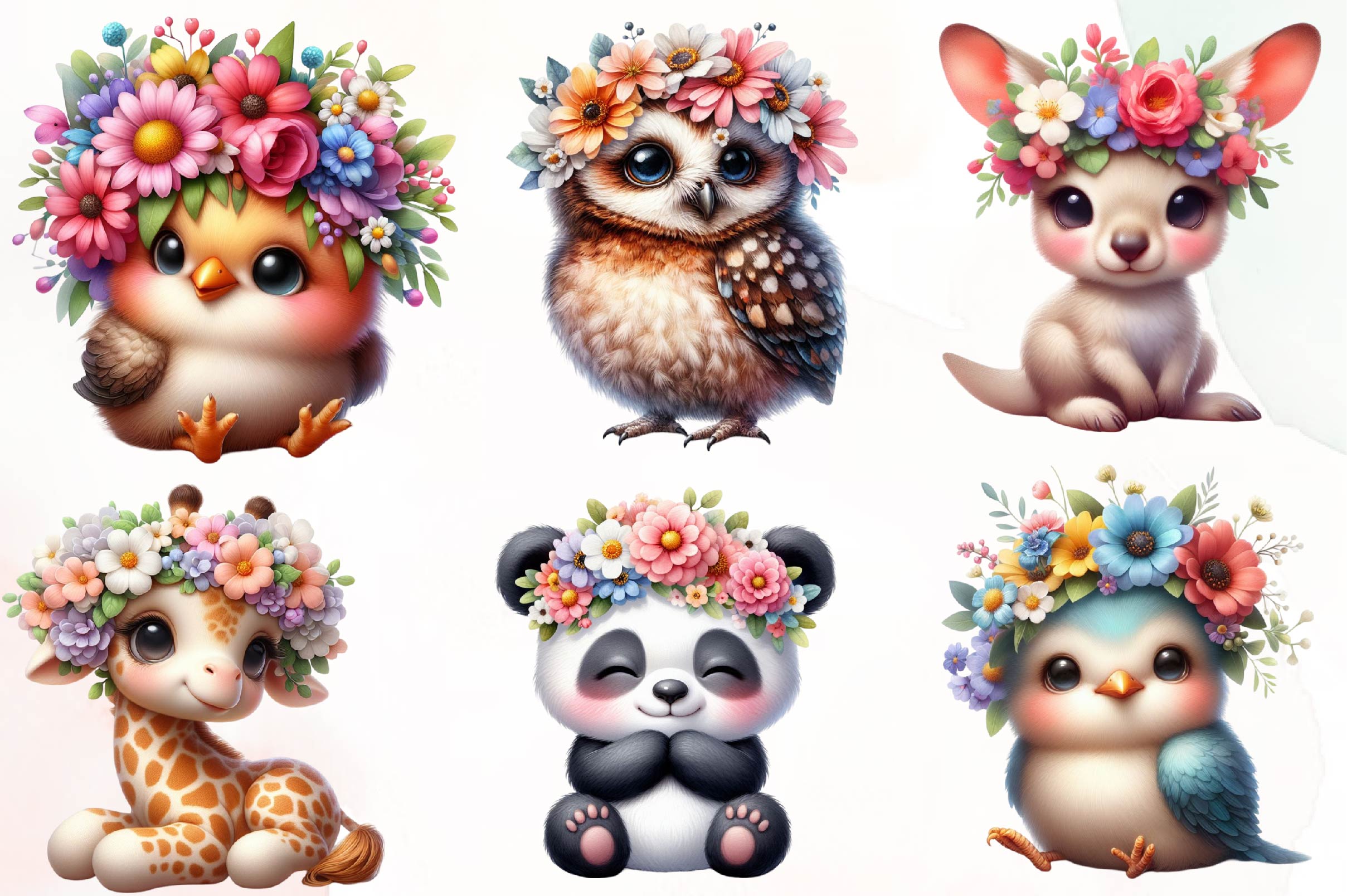 Baby Animals With Flower Crowns Clipart Bundle - CraftNest - Digital Crafting and Art