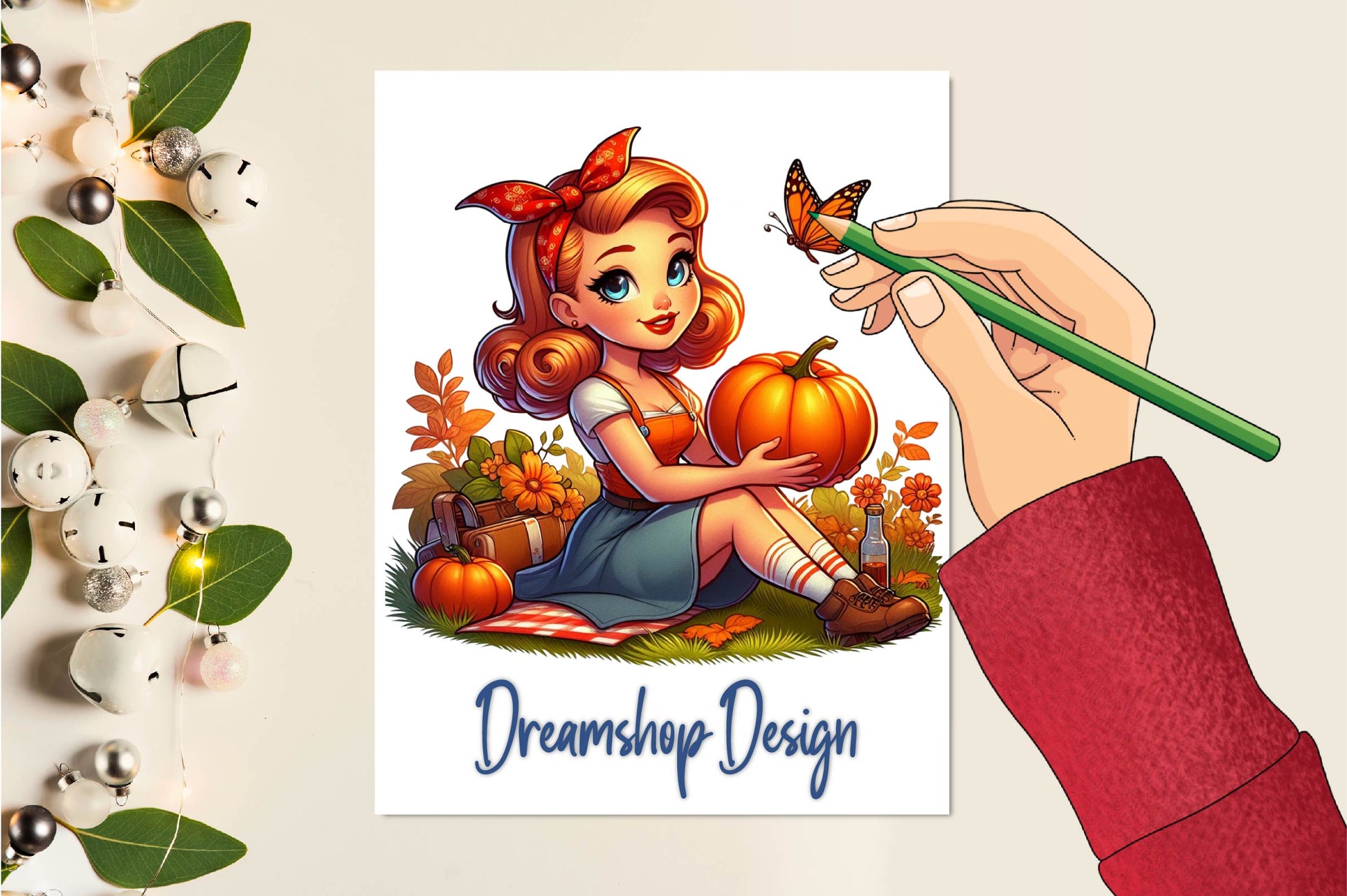 Vintage Pin Up Autumn Girl Clipart Bundle - CraftNest - Digital Crafting and Art