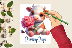 Cute Baby Cow Clipart Bundle - CraftNest - Digital Crafting and Art