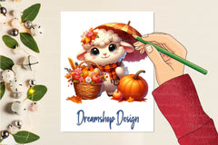 Cute Autumn Sheep Clipart Bundle - CraftNest - Digital Crafting and Art