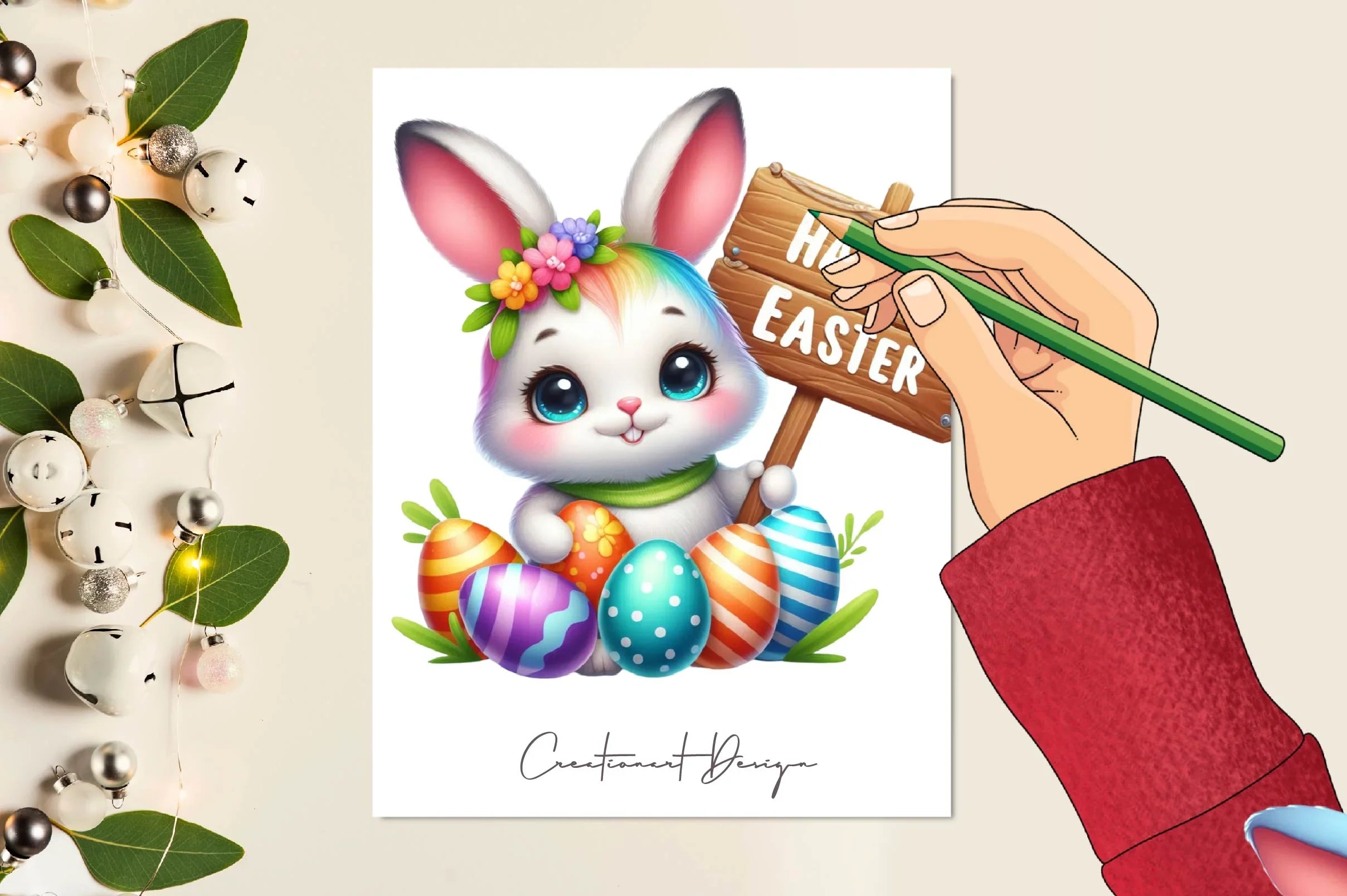 Happy Easter Bunny Sign Clipart Bundle - CraftNest - Digital Crafting and Art