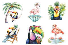 Tropical Toucan And Flamingo Summer Vibes Clipart Bundle - CraftNest - Digital Crafting and Art