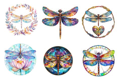Round Dragonfly Stained Glass Clipart Bundle - CraftNest - Digital Crafting and Art