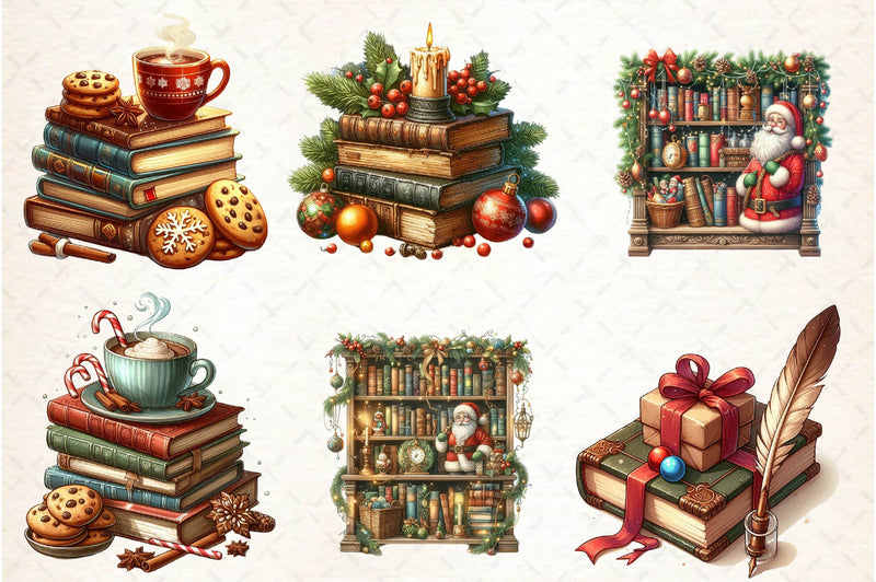 Vintage Book Christmas Clipart Bundle - CraftNest - Digital Crafting and Art