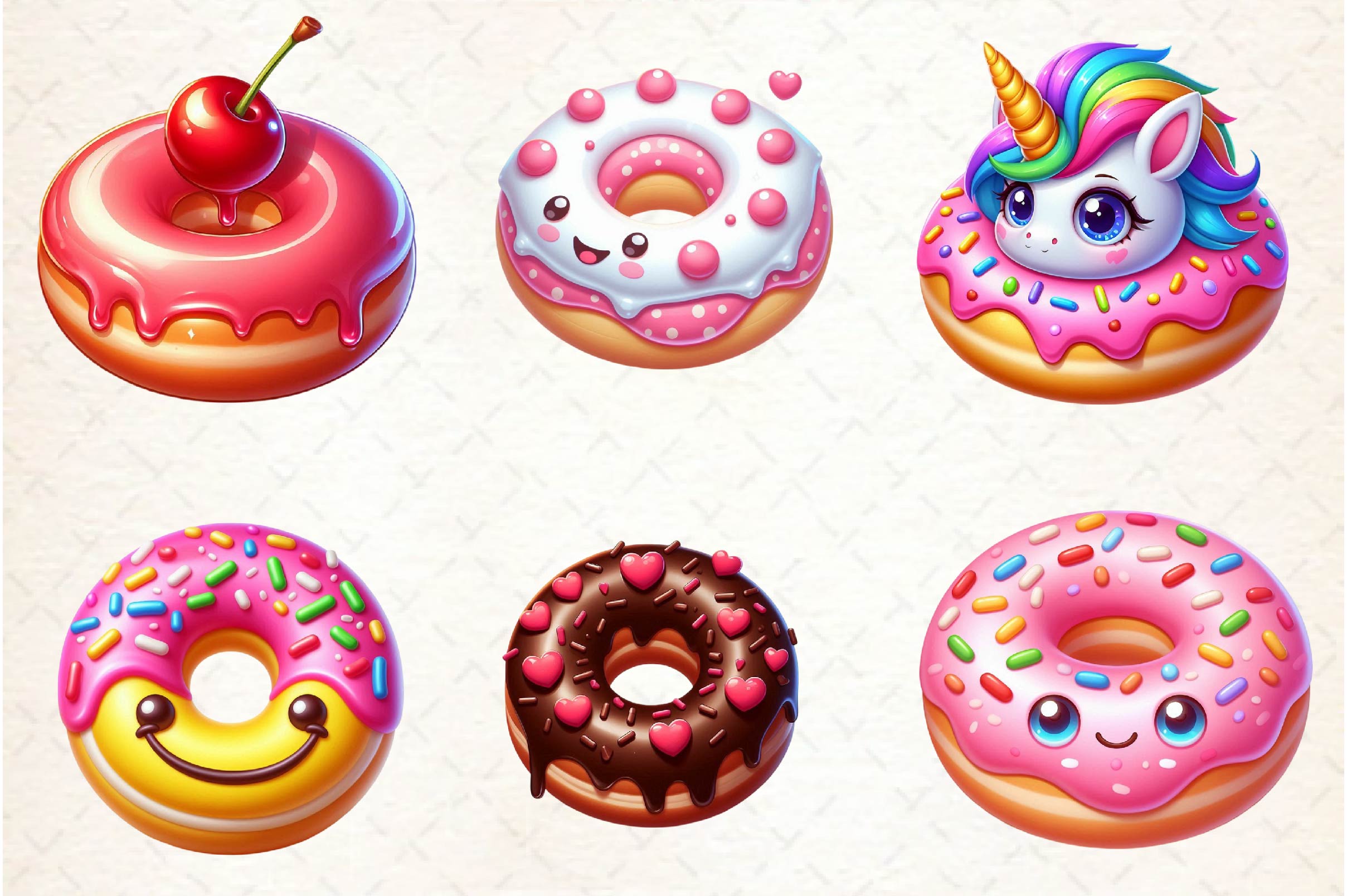 Kawaii Cute Donut Clipart Bundle - CraftNest - Digital Crafting and Art