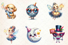 Sparkling New Year Character Clipart Bundle - CraftNest - Digital Crafting and Art