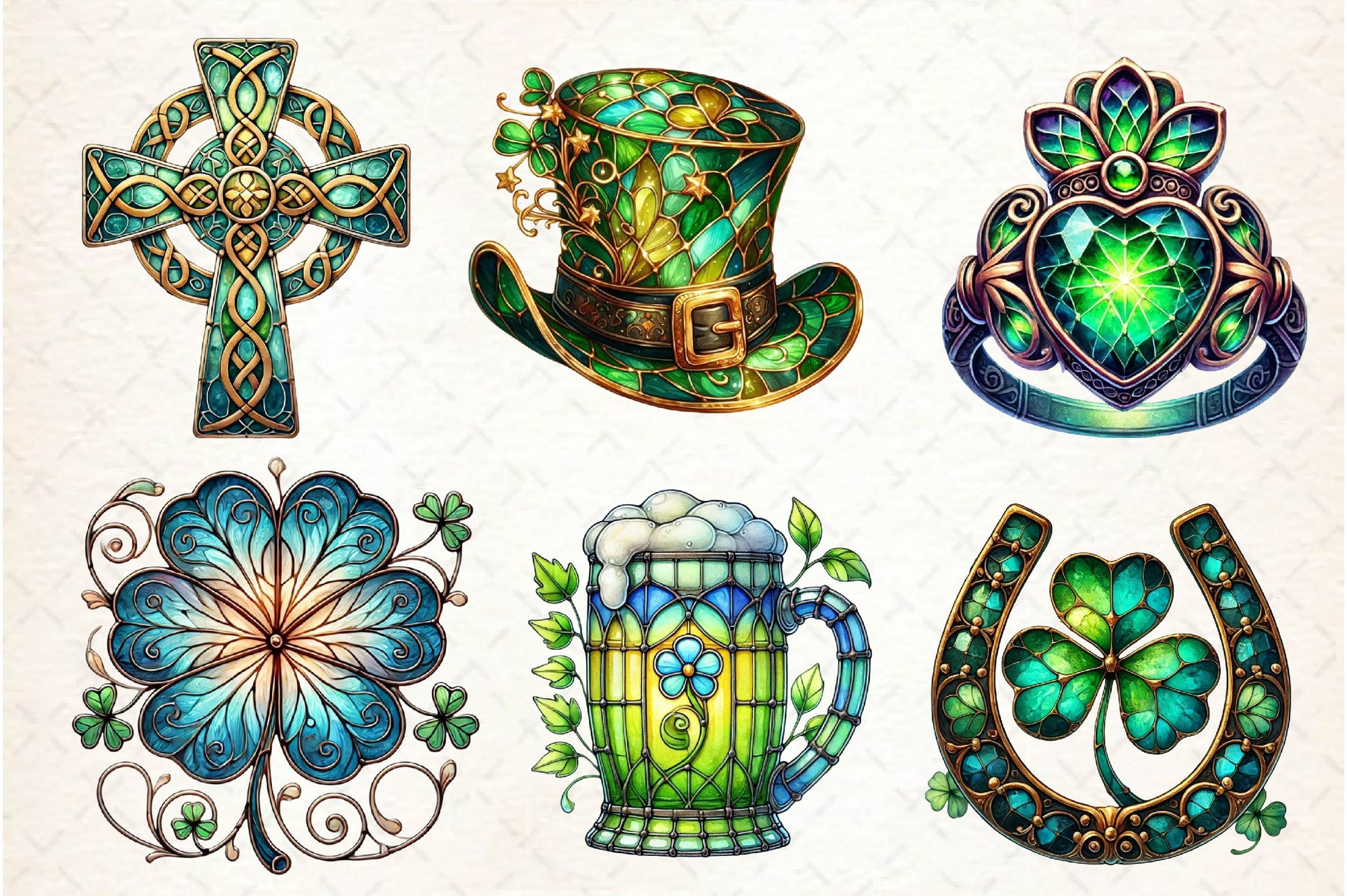 Stained Glass St Patricks Day Clipart Bundle - CraftNest - Digital Crafting and Art