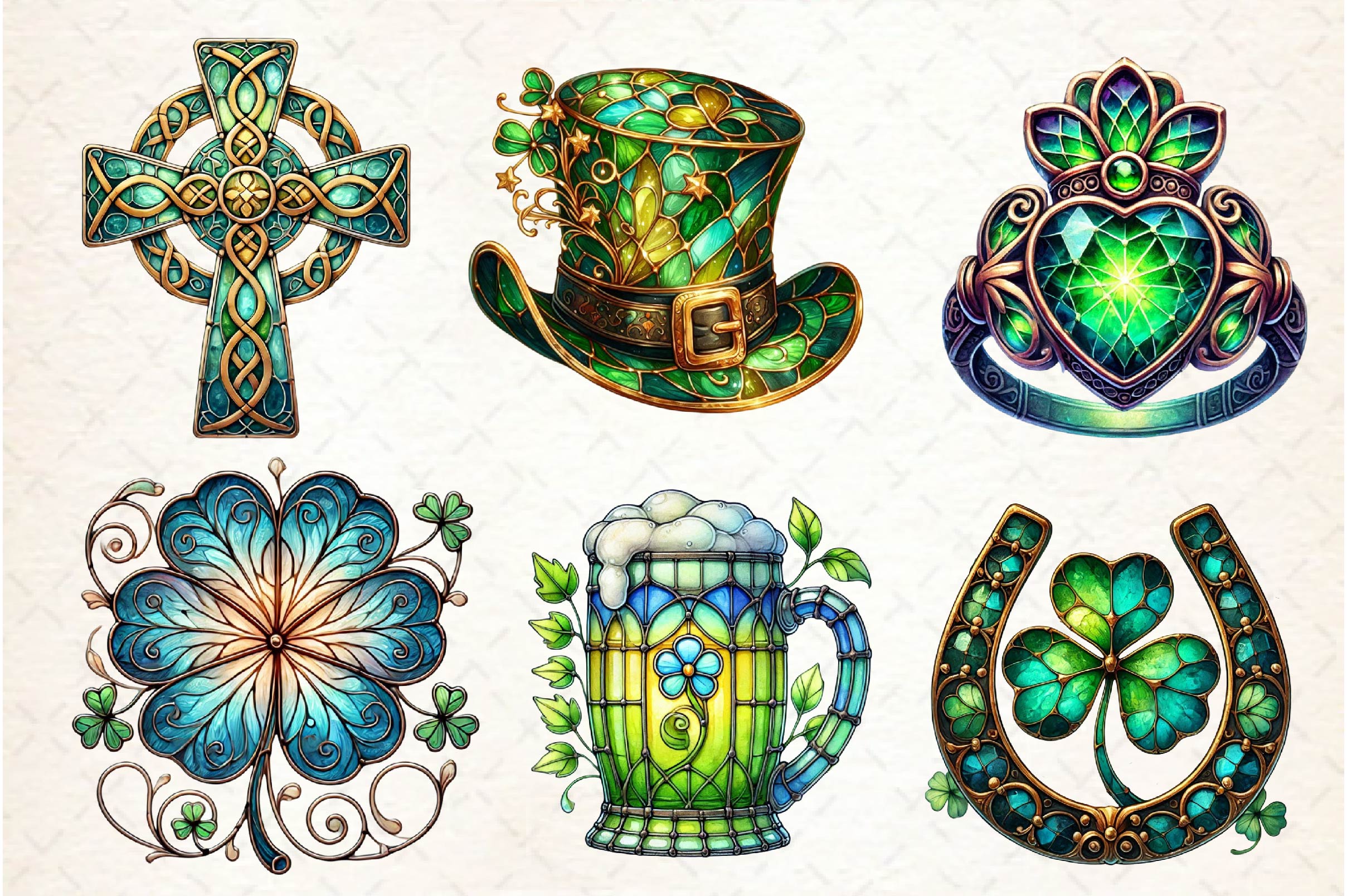 Stained Glass St Patricks Day Clipart Bundle - CraftNest - Digital Crafting and Art