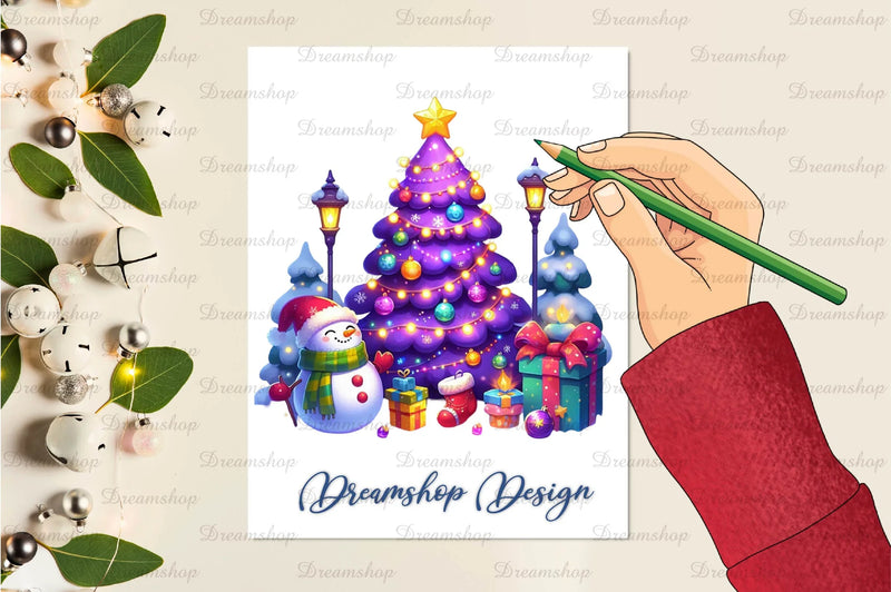 Purple Christmas Tree Clipart Bundle - CraftNest - Digital Crafting and Art
