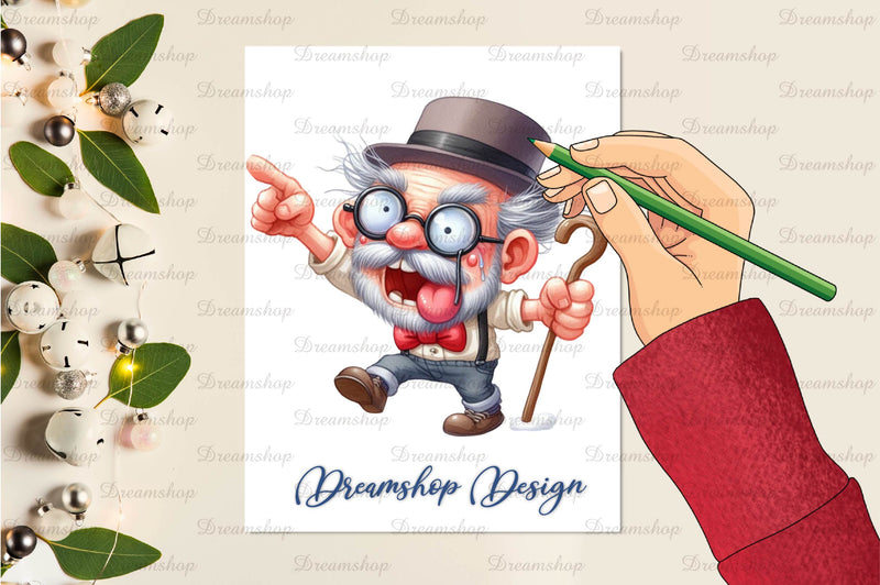 Funny Grandpa Old Father Clipart Bundle - CraftNest - Digital Crafting and Art