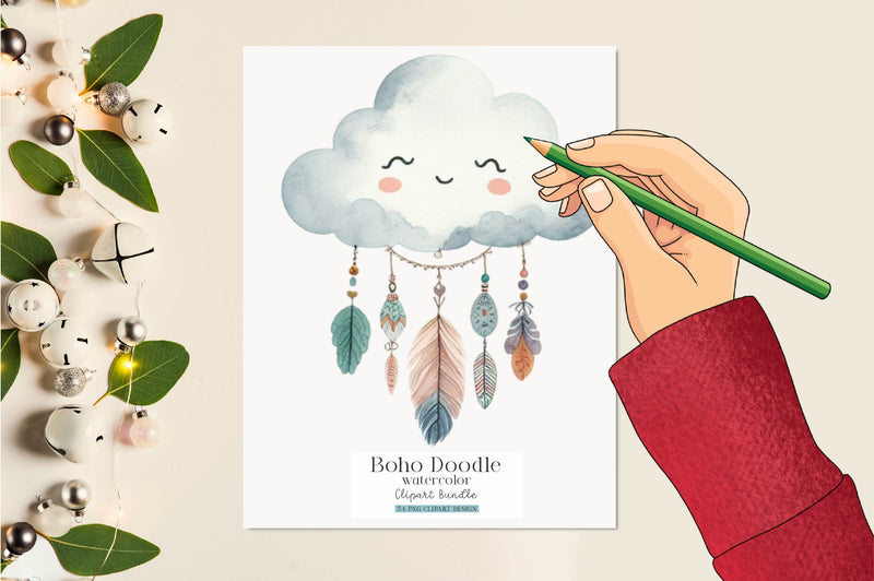 Cute Boho Doodle Clipart Bundle - CraftNest - Digital Crafting and Art