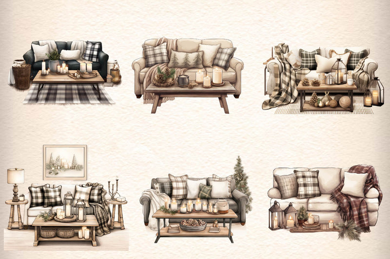 Cozy Living Room Clipart Bundle - CraftNest - Digital Crafting and Art