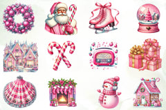 Retro Pink Christmas Clipart Bundle - CraftNest - Digital Crafting and Art