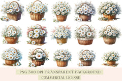 Spring Daisy Basket Clipart Bundle - CraftNest - Digital Crafting and Art