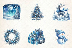 Blue And Silver Christmas Clipart Bundle - CraftNest - Digital Crafting and Art