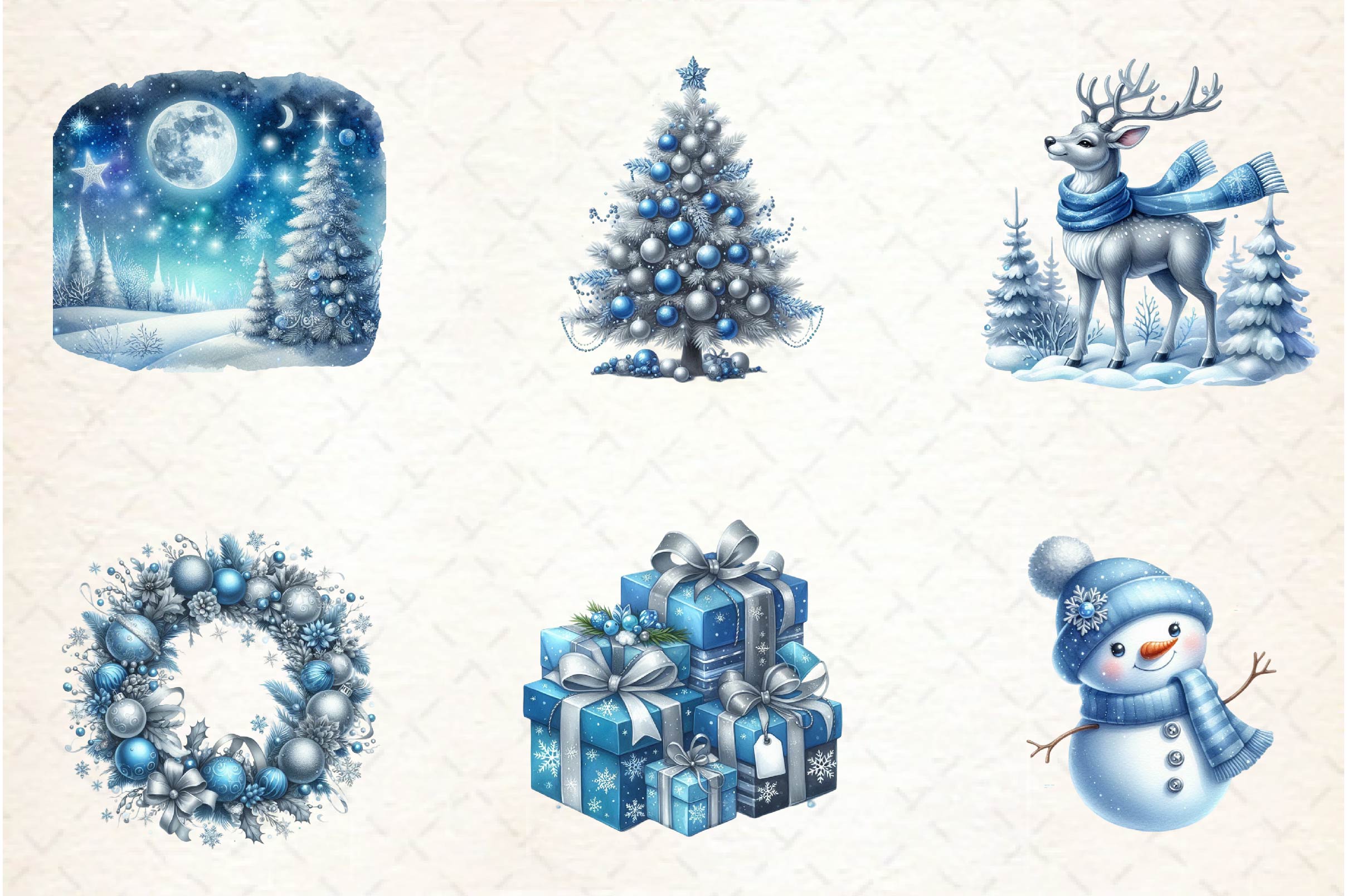 Blue And Silver Christmas Clipart Bundle - CraftNest - Digital Crafting and Art