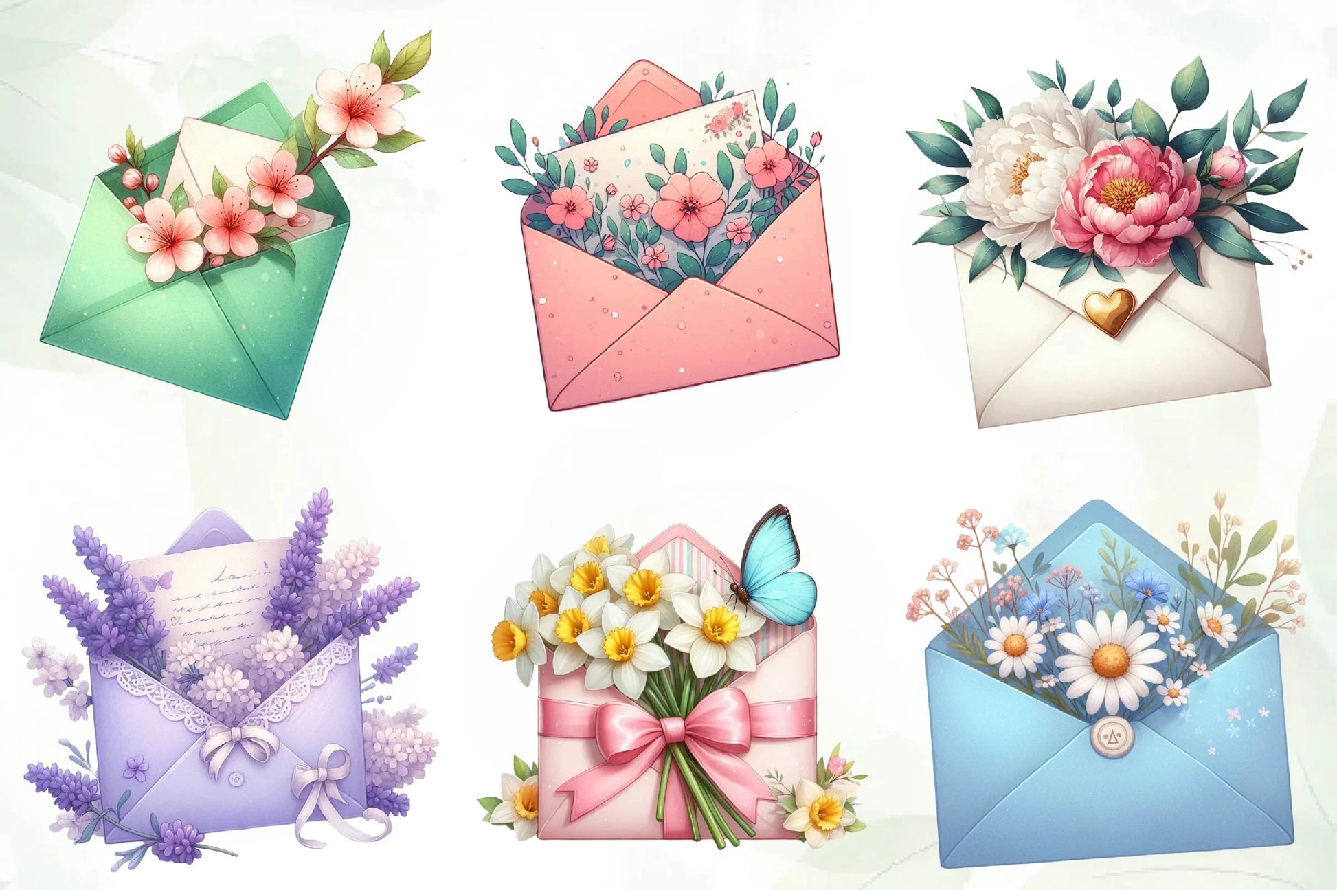 Spring Envelope Flower Letter Clipart Bundle 1 - CraftNest - Digital Crafting and Art