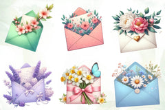 Spring Envelope Flower Letter Clipart Bundle 1 - CraftNest - Digital Crafting and Art