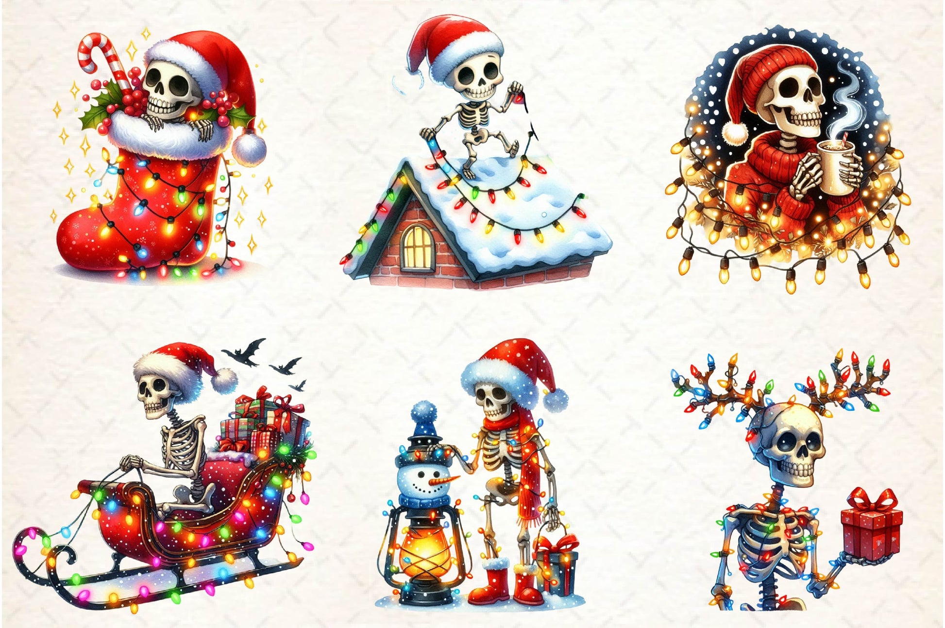 Christmas Skeleton Clipart Bundle 1 - CraftNest - Digital Crafting and Art