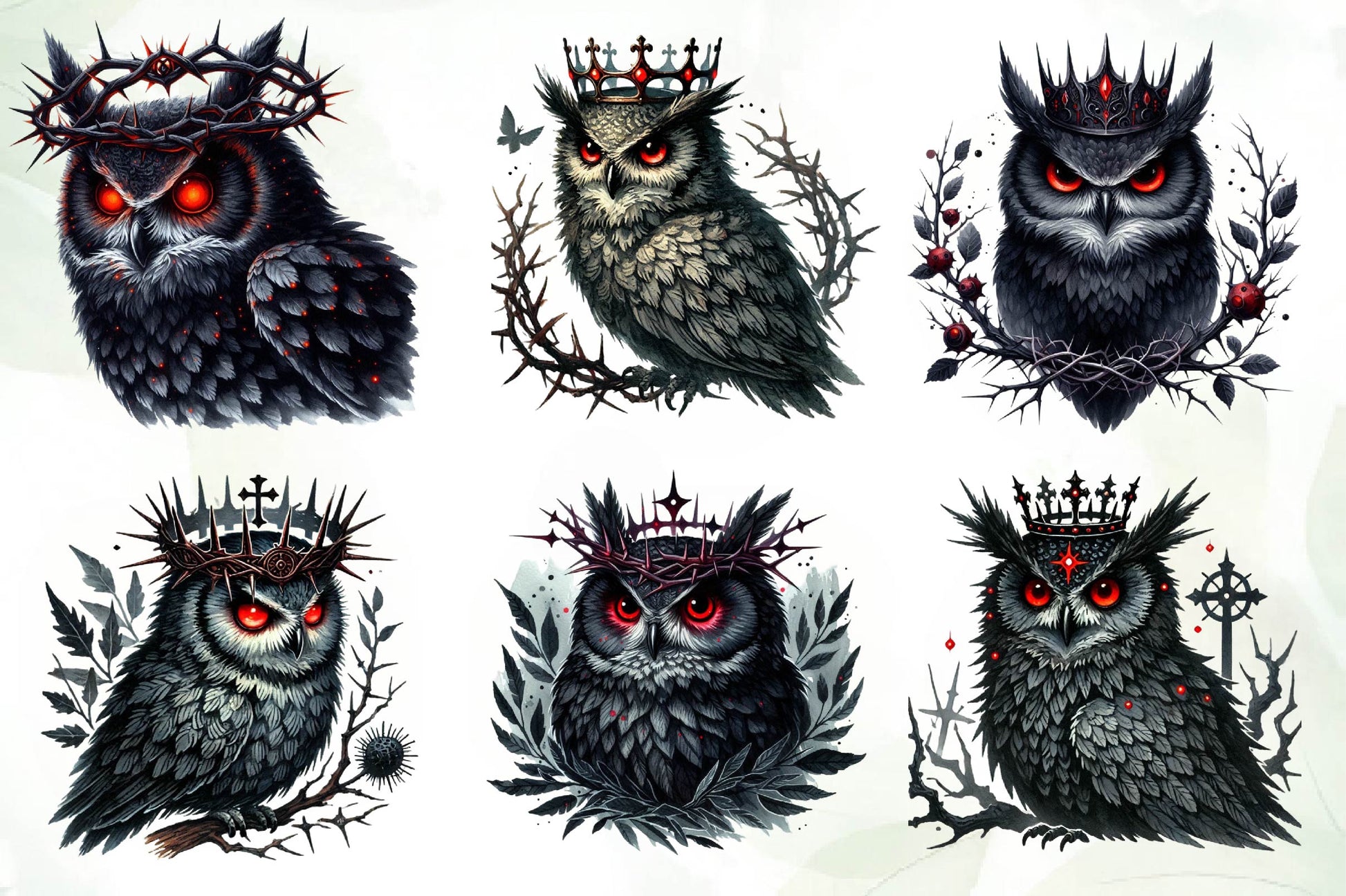 Gothic Owls Clipart Bundle 1 - CraftNest - Digital Crafting and Art