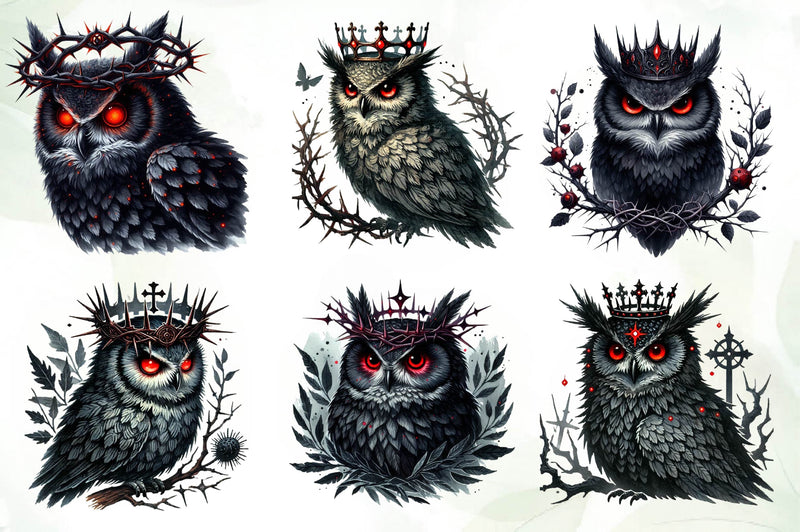 Gothic Owls Clipart Bundle 1 - CraftNest - Digital Crafting and Art