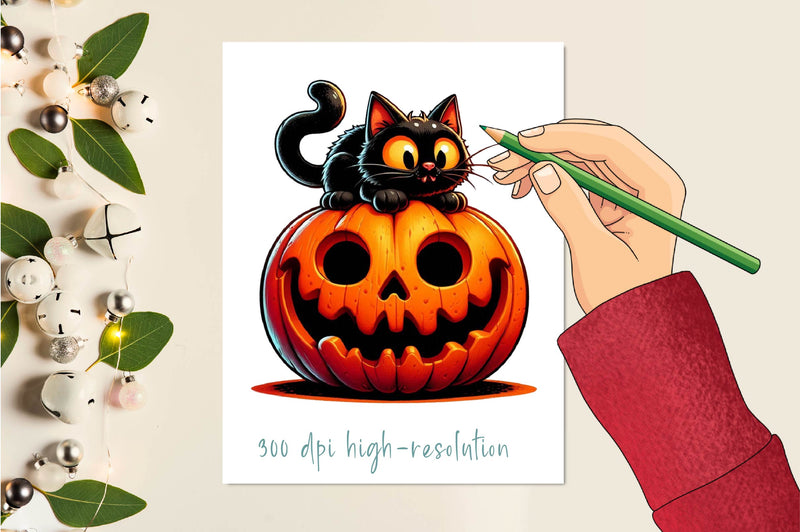 Halloween Black Cat Clipart Bundle 3 - CraftNest - Digital Crafting and Art