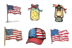 Vintage American Flag Design Clipart Bundle - CraftNest - Digital Crafting and Art