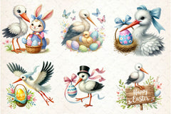 Cute Easter Stork Clipart Bundle - CraftNest - Digital Crafting and Art