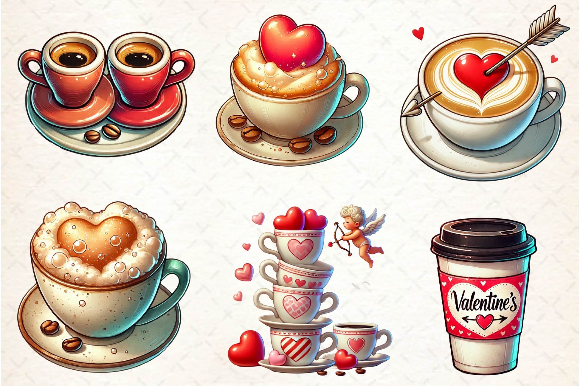 Valentine Day Coffee Clipart Bundle 1 - CraftNest - Digital Crafting and Art