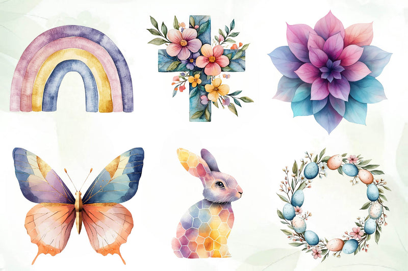 Mega Geometric Pastel Easter Clipart Bundle - CraftNest - Digital Crafting and Art