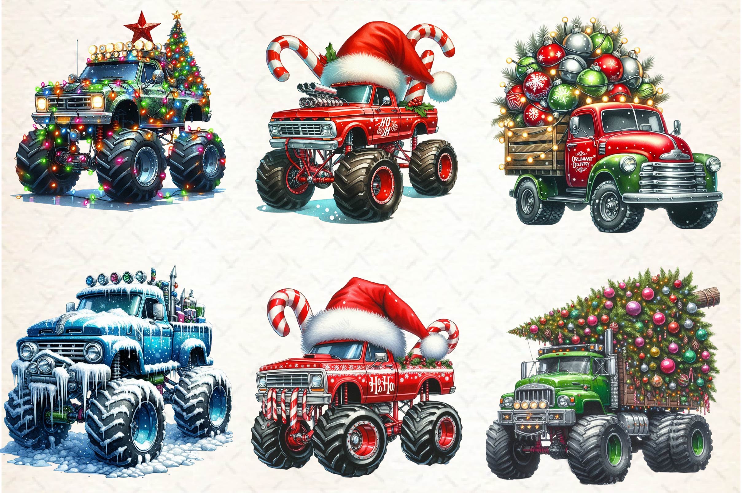 Christmas Monster Truck Clipart Bundle - CraftNest - Digital Crafting and Art