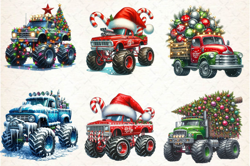 Christmas Monster Truck Clipart Bundle - CraftNest - Digital Crafting and Art