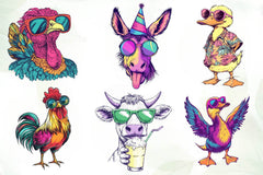 Goofy Farm Animals With Sunglasses Clipart Bundle - CraftNest - Digital Crafting and Art