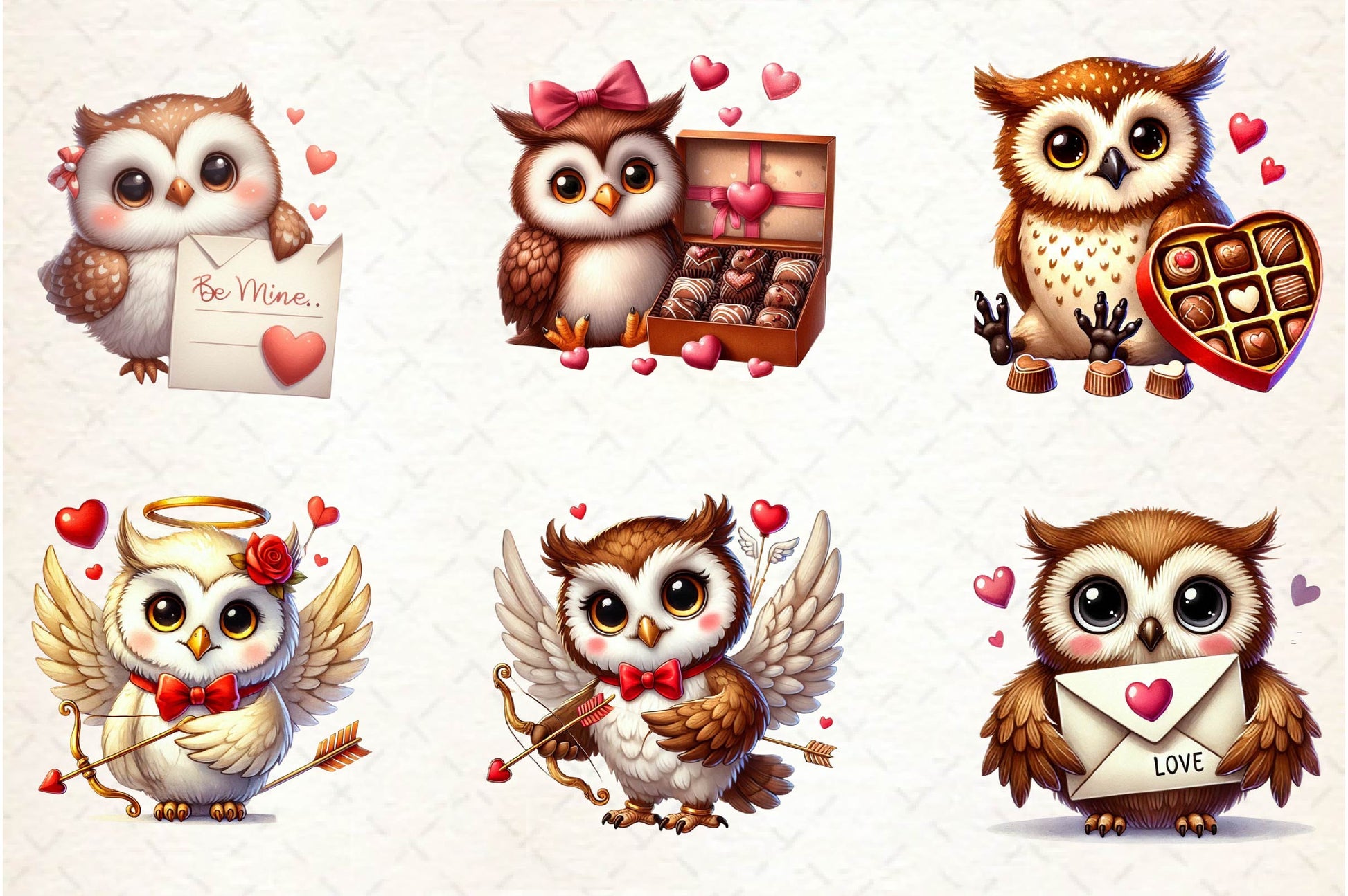 Cute Kawaii Owl Valentine Clipart Bundle - CraftNest - Digital Crafting and Art