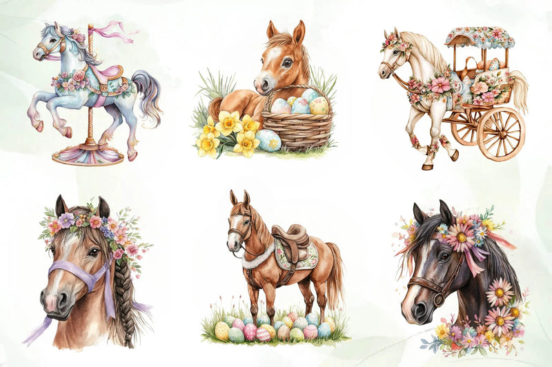 Easter Horse Clipart Bundle - CraftNest - Digital Crafting and Art