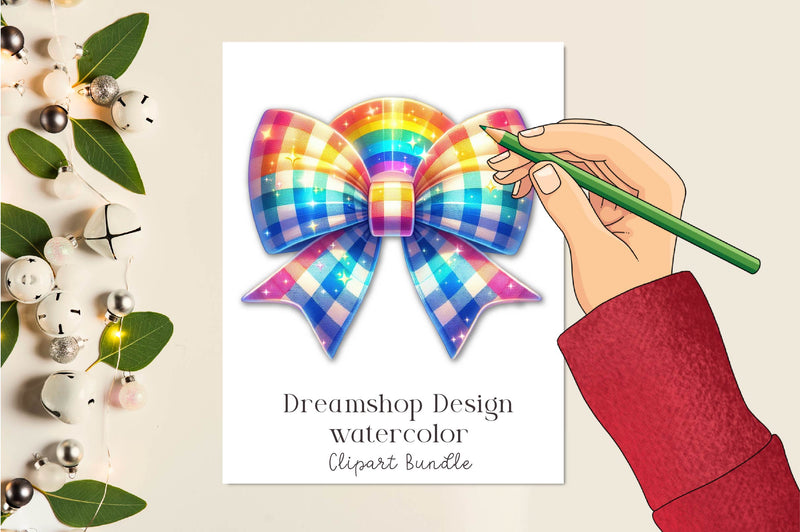 Gingham Rainbow Bow Clipart Bundle - CraftNest - Digital Crafting and Art
