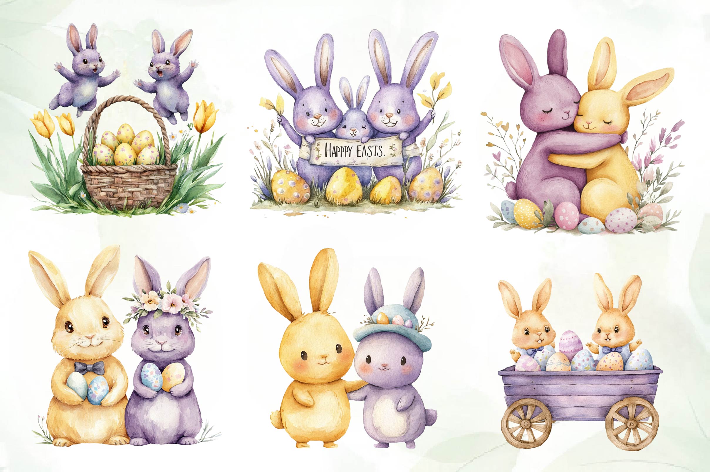 Easter Bunnies Family Clipart Bundle - CraftNest - Digital Crafting and Art