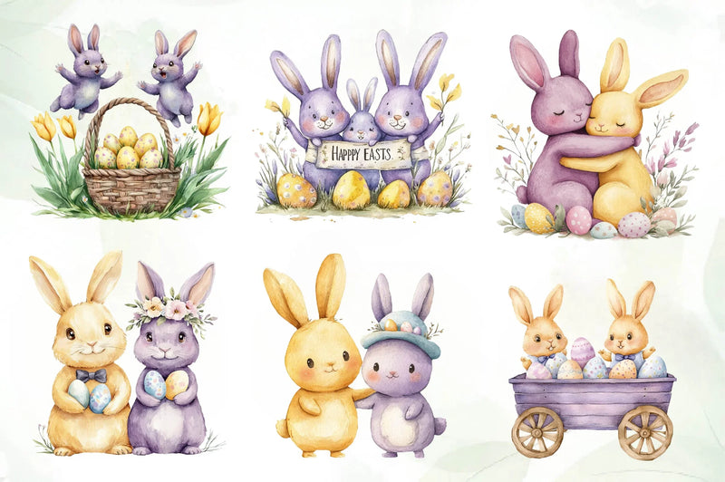 Easter Bunnies Family Clipart Bundle - CraftNest - Digital Crafting and Art