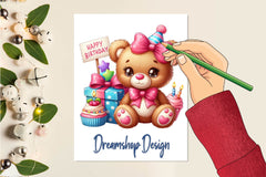 Birthday Teddy Baby Bears Clipart Bundle - CraftNest - Digital Crafting and Art