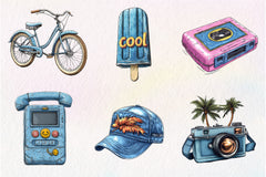 1990 Denim Summer Clipart Bundle - CraftNest - Digital Crafting and Art
