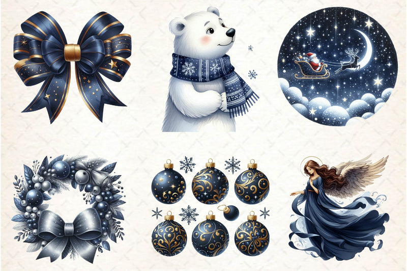 Navy Christmas Clipart Bundle 1 - CraftNest - Digital Crafting and Art