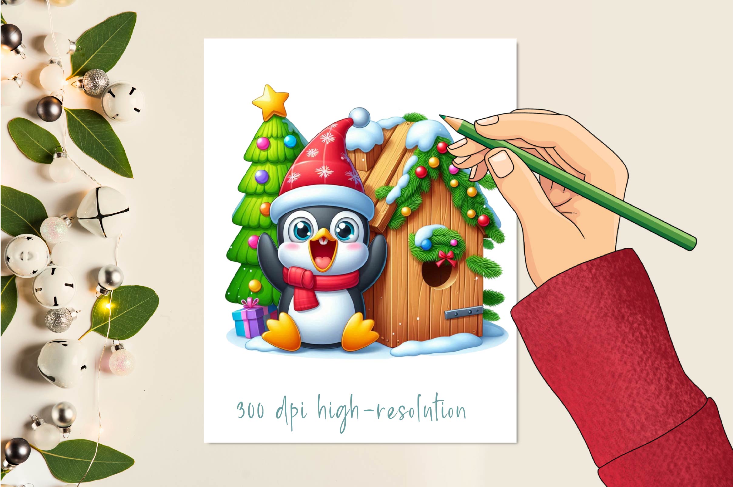 Christmas Funny Penguin House Clipart Bundle - CraftNest - Digital Crafting and Art