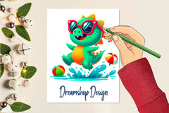 Dinosaur In Pool Party Clipart Bundle - CraftNest - Digital Crafting and Art