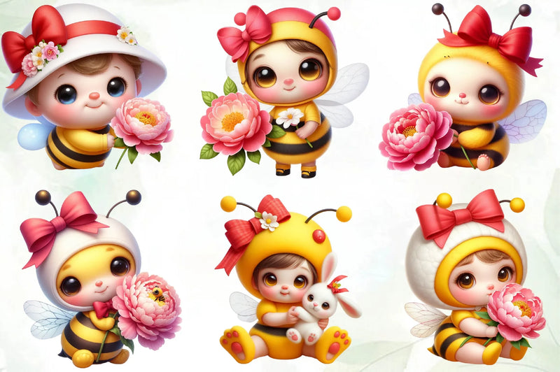 Cute Bee Clipart Bundle 2 - CraftNest - Digital Crafting and Art