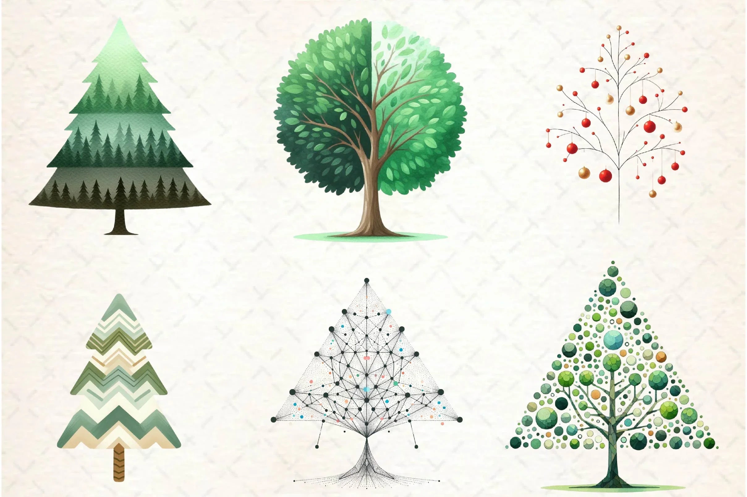 Minimalist Christmas Tree Clipart Bundle - CraftNest - Digital Crafting and Art
