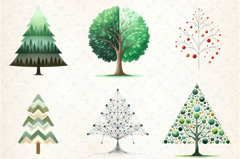 Minimalist Christmas Tree Clipart Bundle - CraftNest - Digital Crafting and Art