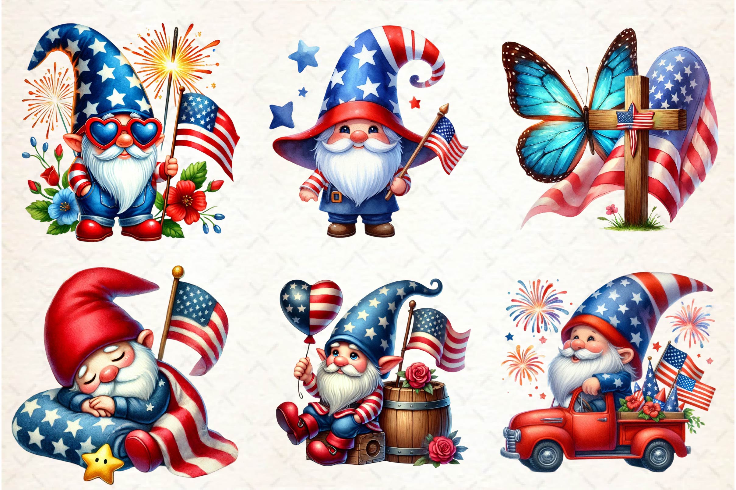 Memorial Day Gnome Clipart Bundle - CraftNest - Digital Crafting and Art