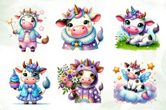 Unicorn Cute Cow Clipart Bundle - CraftNest - Digital Crafting and Art