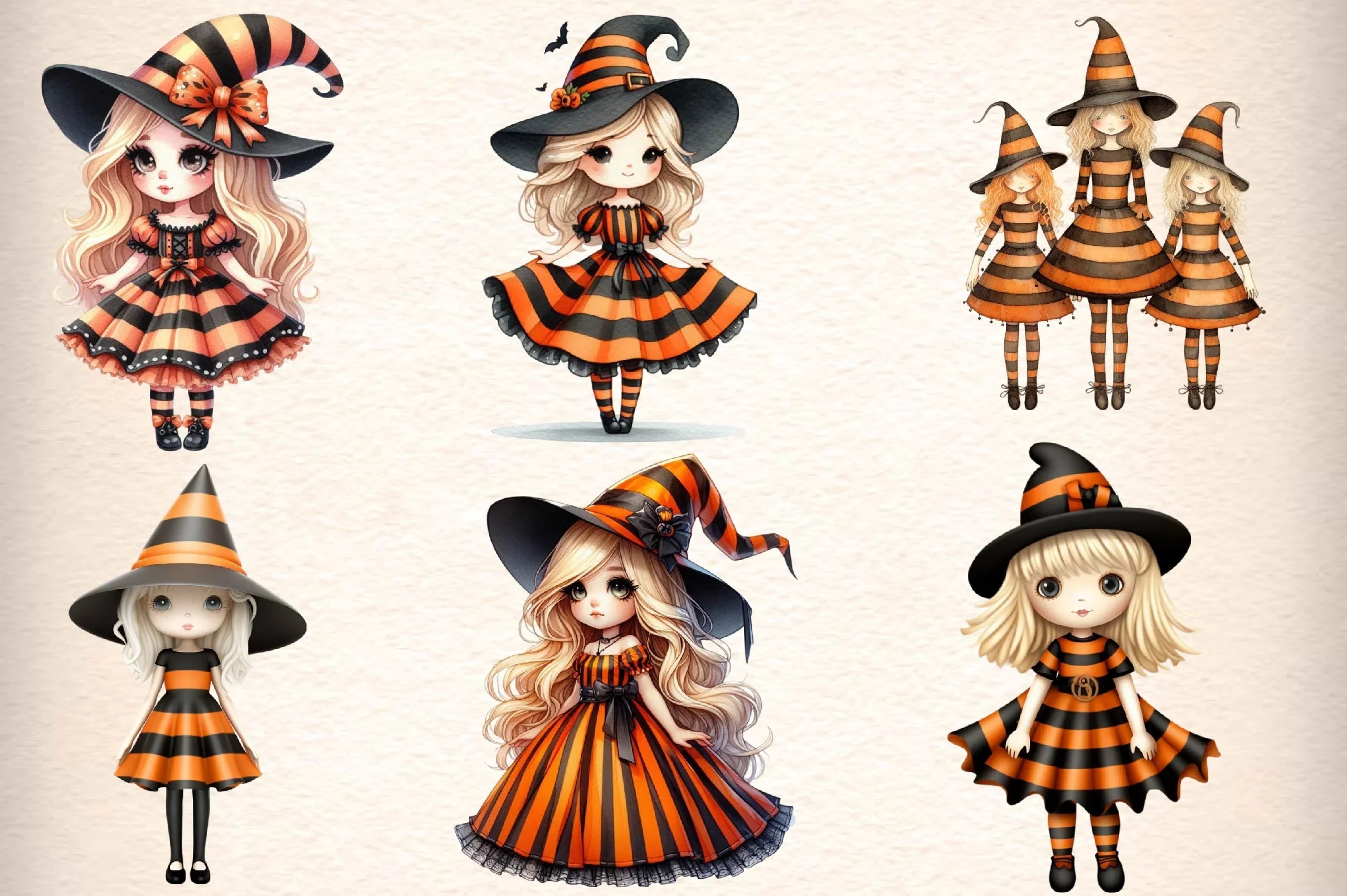 Whimsical Halloween Doll Clipart Bundle - CraftNest - Digital Crafting and Art