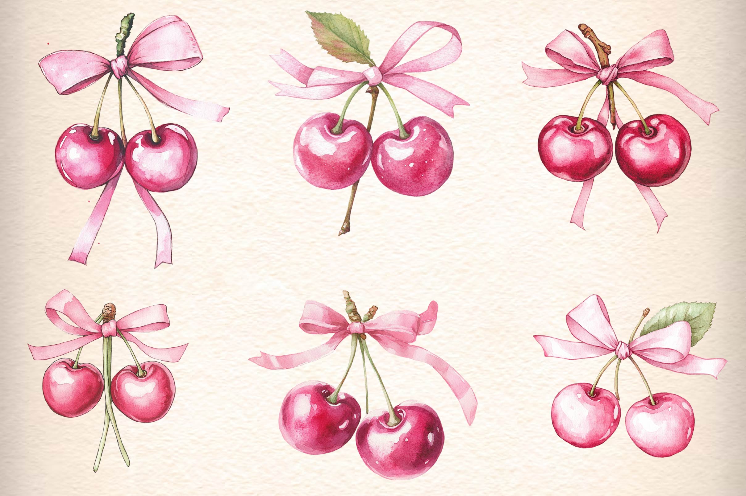 Coquette Cherries Bow Clipart Bundle 1 - CraftNest - Digital Crafting and Art